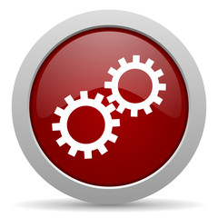 gear red glossy web icon