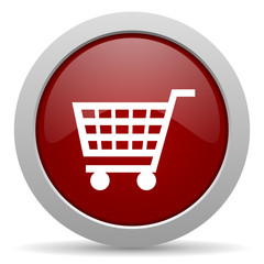 cart red glossy web icon