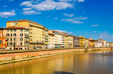 Fototapeta na wymiar View of Pisa over the River Arno - Italy