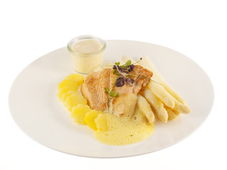 cod fish with white asparagus