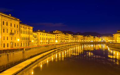 Fototapeta na wymiar Embankment of Pisa in the evening - Italy