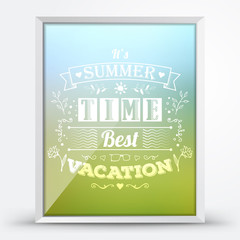 Summer retro poster in a frame.