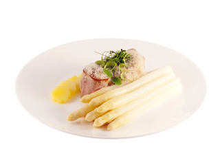 pork loin with white asparagus