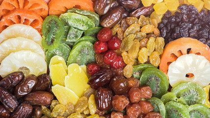 Group of dried fruits background