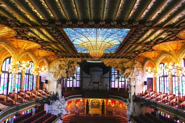 Papier Peint photo Barcelona スペインのカタルーニャ音楽堂のメインホール