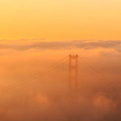 Low fog at Golden Gate Bridge San Francisco