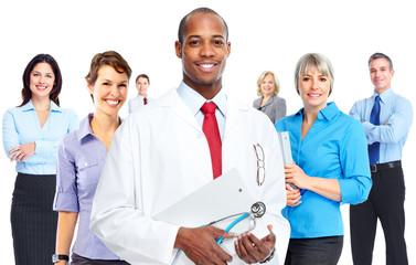 African american medical doctor man.