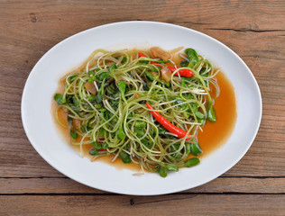 Fried young sunflower sprout