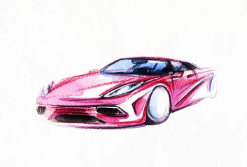 Fototapeten Car. Art sketch . Sport Car. Pencil drawing © Anna Ismagilova