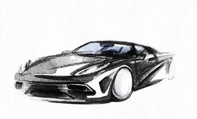 Rolgordijnen Car. Art sketch . Sport Car. Pencil drawing © Anna Ismagilova