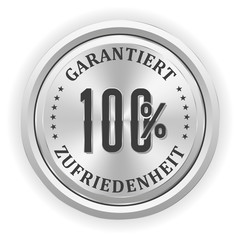 Silberner 100 Prozent Zufriedenheit Siegel