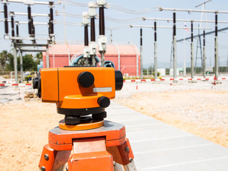 Fototapeta premium Surveyor equipment tacheometer or theodolite outdoors