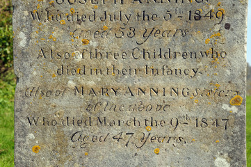 Gravestone of Mary Anning in Lyme Regis churchyard, Dorset
