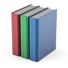 Books three blank cover template standing textbook colorful