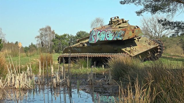 Battle tank in moor