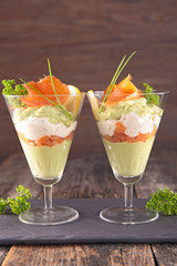 salmon,avocado and cheese cream