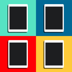 Tablets on different color backgrounds