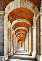 The passage with arches and columns to the Royal Palace of Madri