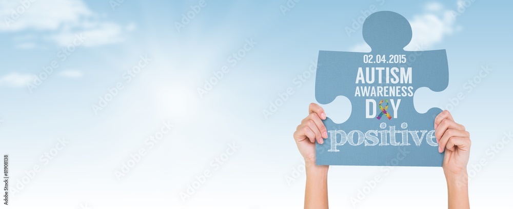 Aufkleber composite image of hands showing jigsaw puzzle