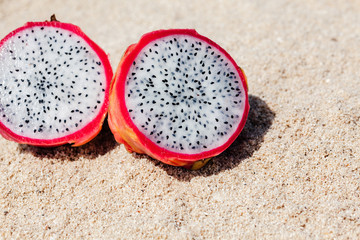 Macro Of Two Pieces Of Dragon Fruit