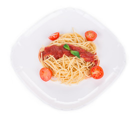 Spaghetti with tomato basil.