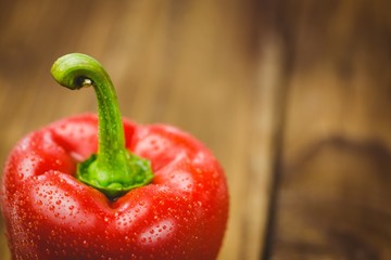 Red pepper with water drops