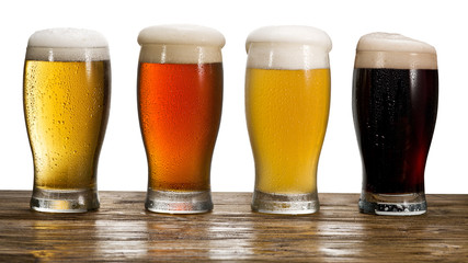 Beer glass on white background.