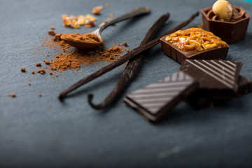 Artisan chocolate food background