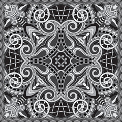 grey ornamental floral paisley bandanna