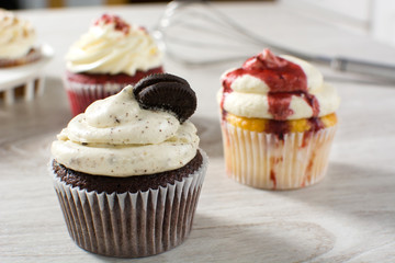 preparing cupcakes in the kitchen