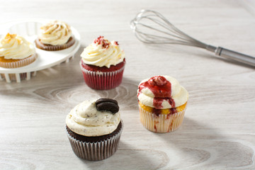 preparing cupcakes in the kitchen