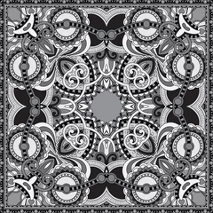 Abwaschbare Fototapete grey ornamental floral paisley bandanna © Kara-Kotsya