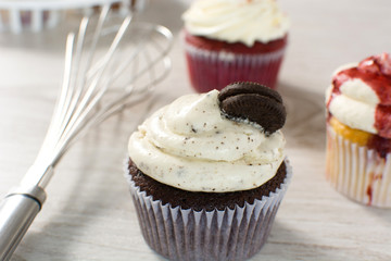 preparing cupcakes in the kitchen