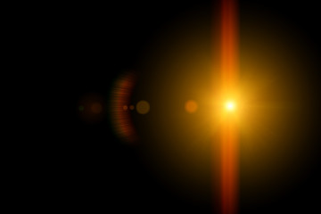 Vector star, sun with lens flare.