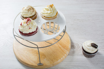 preparing cupcakes in the kitchen