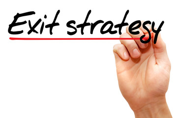 Hand writing exit strategy with marker, business concept