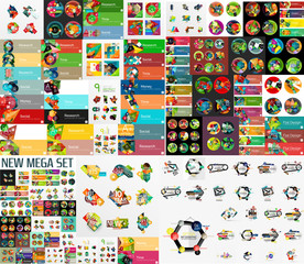 Fototapeta premium Super mega set of abstract geometric paper graphic layouts