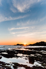 Obraz premium Sunset at low-tide in Brittany -France