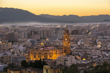 Naklejka premium Malaga after sunset