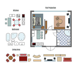 Vector projection and furniture icons