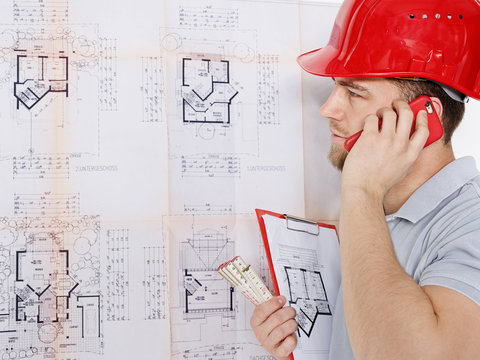 Architect with cellphone