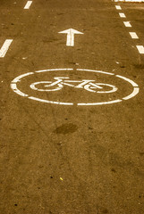 new bicycle lane at a street
