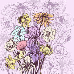 floral card with bouquet