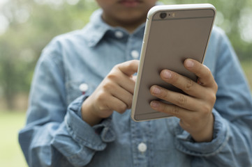 Boy are using smartphone