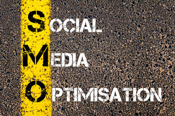 Social Media Acronym SMO as SOCIAL MEDIA OPTIMISATION - obrazy, fototapety, plakaty