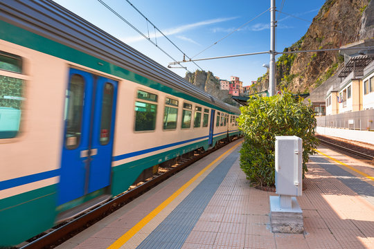 Train Station At Cinque Terre National Park, Manarola In Italy.