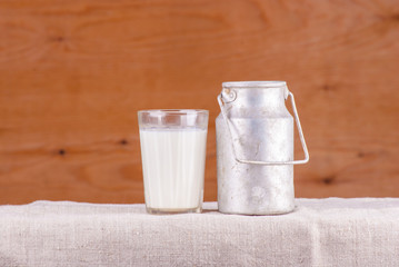 vintage drum for milk on burlap