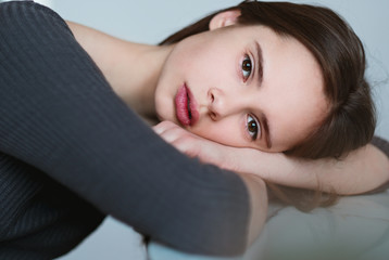Fototapeta premium portrait of a beautiful young girl close-up