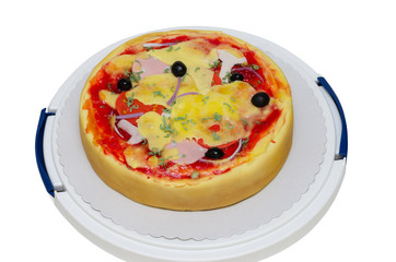 birthday cake pizza isolated on white