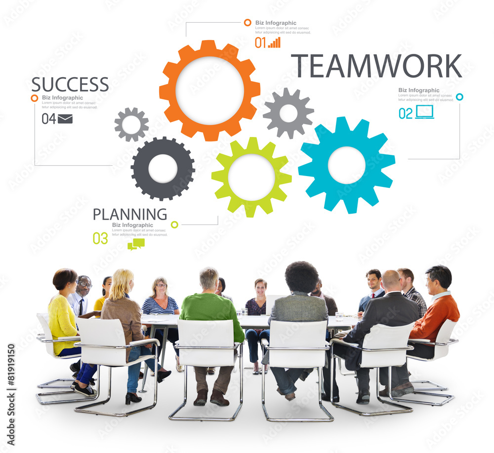 Sticker teamwork team group gear partnership cooperation concept - Stickers
